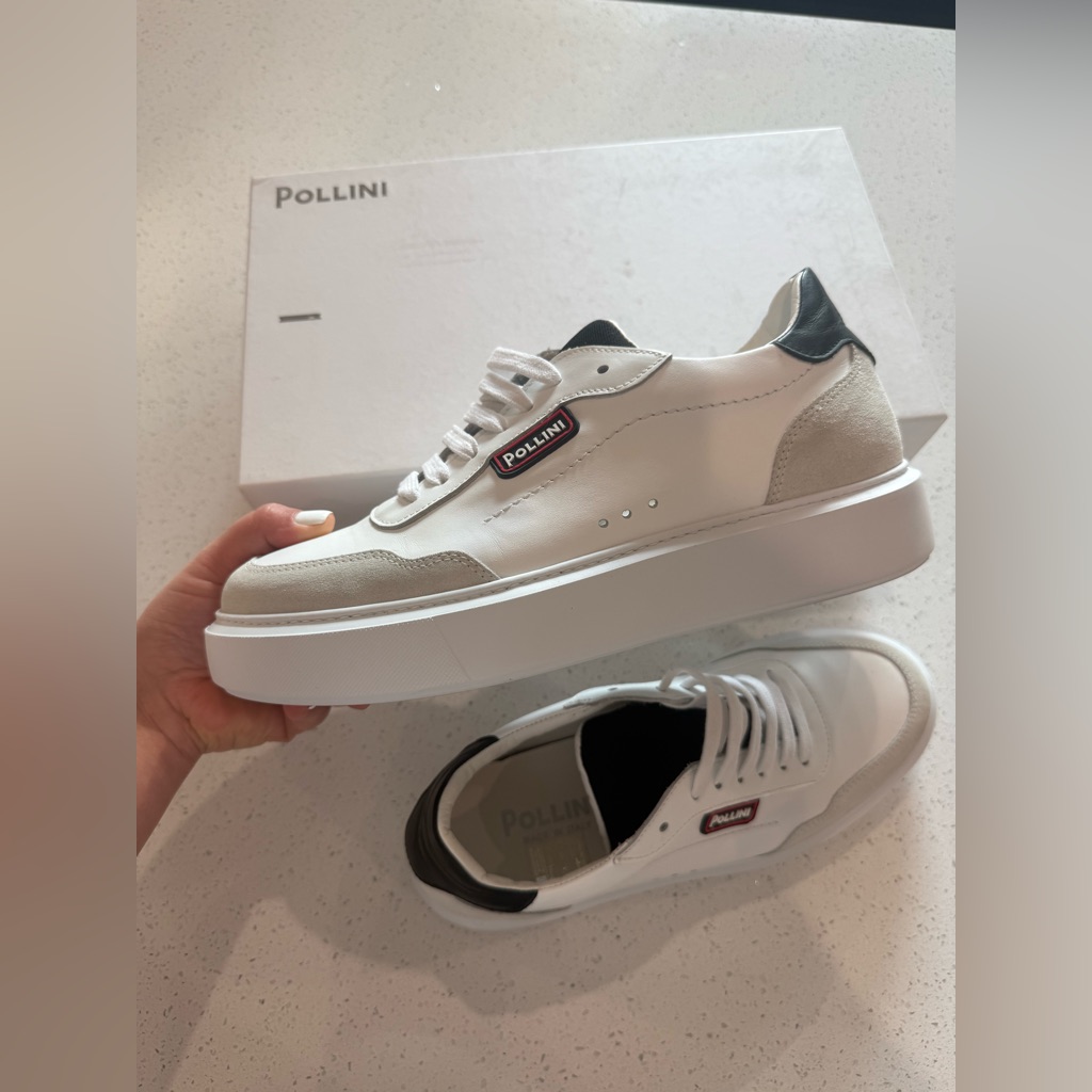 Pollini White And Black Minimalist Sneakers